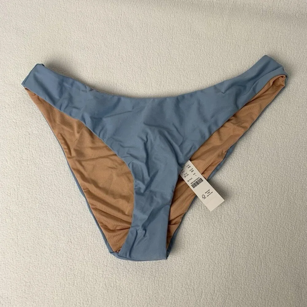 J. Crew Womens Bikini Bottom Large Baby Blue Curved High Waist Cheeky Swim NWT